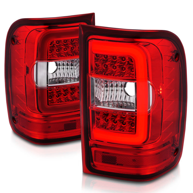 ANZO 2001-2011 Ford Ranger LED Tail Lights w/ Light Bar Chrome Housing Red/Clear Lens-SR1 Performance