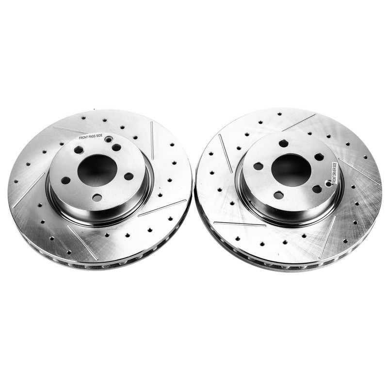 Power Stop 17-19 Audi A4 Front Evolution Drilled & Slotted Rotors - Pair-SR1 Performance