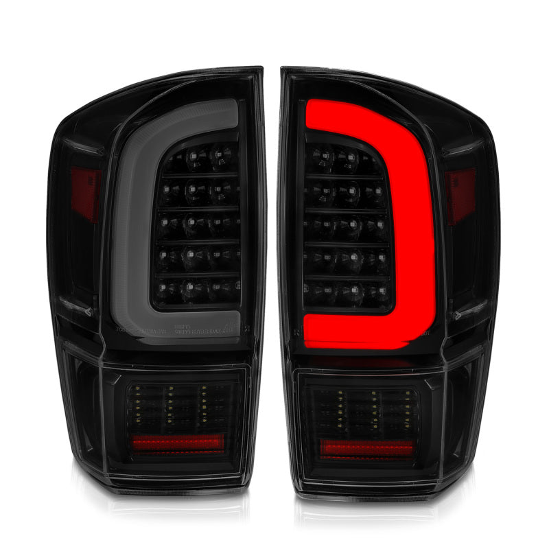 ANZO 16-21 Toyota Tacoma LED Tail Lights - w/ Light Bar Sequential Black Housing & Smoke Lens-SR1 Performance