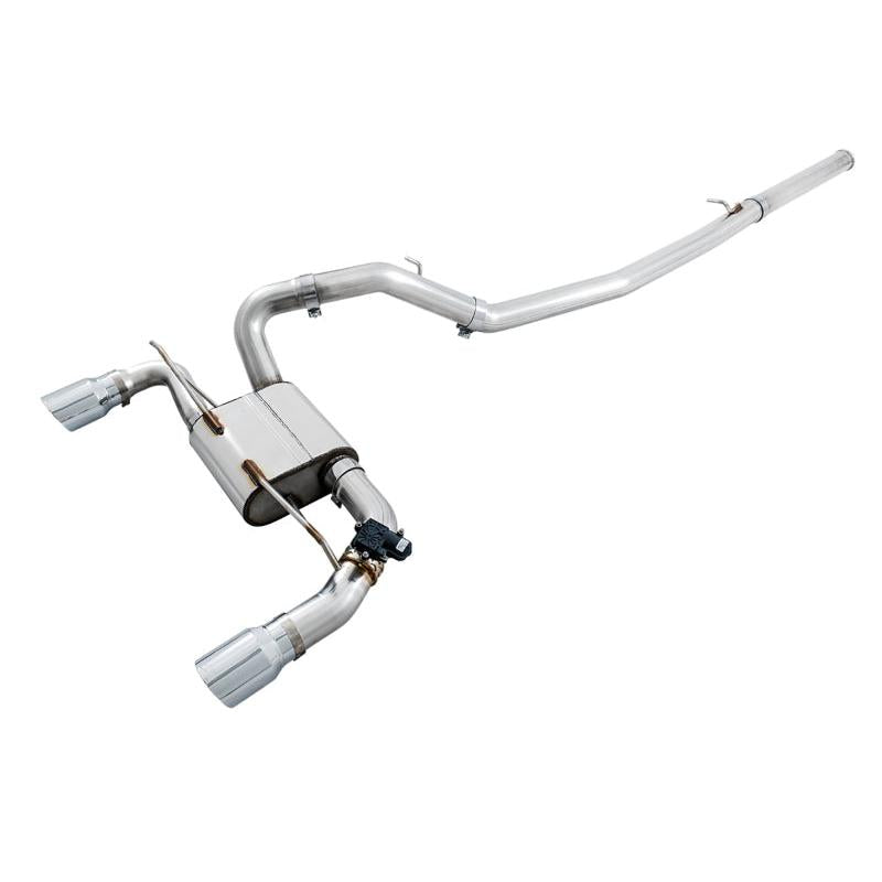 AWE Tuning Ford Focus RS SwitchPath Cat-back Exhaust - Chrome Silver Tips-SR1 Performance