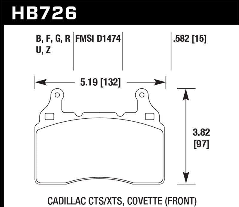 Hawk 2014 Chevrolet Corvette PC Front Brake Pads-SR1 Performance
