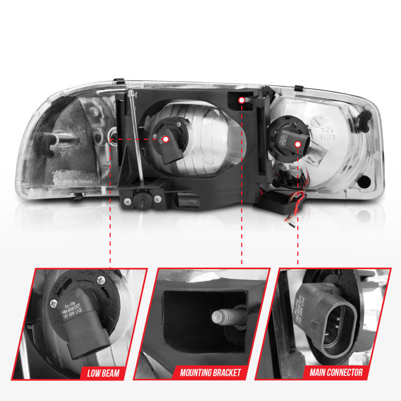 Anzo 99-17 GMC Sierra/Denali Headlights Black Amber (w/C Light Bars)-SR1 Performance