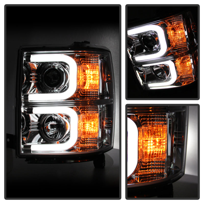 Spyder Chevy Silverado 1500 14-16 Projector Headlights Light Bar DRL Chrm PRO-YD-CS14-LBDRL-C-SR1 Performance