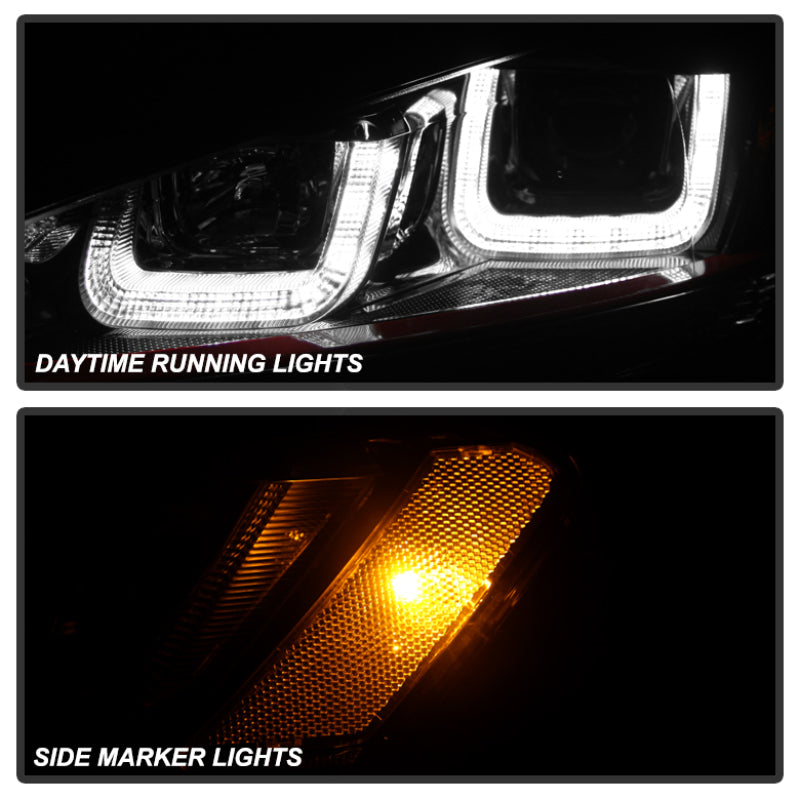 Spyder Volkswagen Golf VII 14-16 Projector Headlights DRL LED Red Stripe Blk PRO-YD-VG15-RED-DRL-BK-SR1 Performance