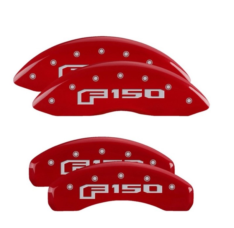 MGP 4 Caliper Covers Engraved Front & Rear F-150 Logo Red Finish Silver Char 2021 Ford F-150-SR1 Performance