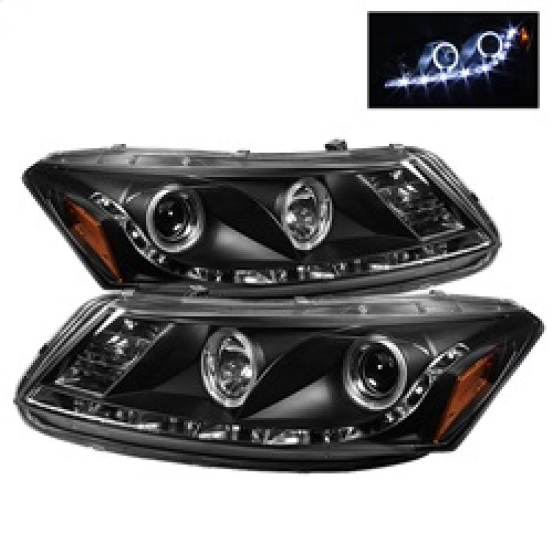 Spyder Honda Accord 08-12 4Dr Projector Headlights- LED Halo DRL Blk PRO-YD-HA08-4D-HL-BK-SR1 Performance
