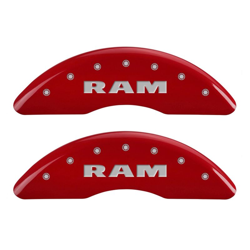 MGP 4 Caliper Covers Engraved Front RAM Engraved Rear RAMHEAD Red finish silver-SR1 Performance