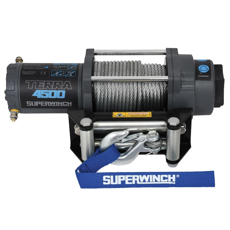 Superwinch 4500 LBS 12V DC 15/64in x 50ft Steel Rope Terra 4500 Winch - Gray Wrinkle-SR1 Performance