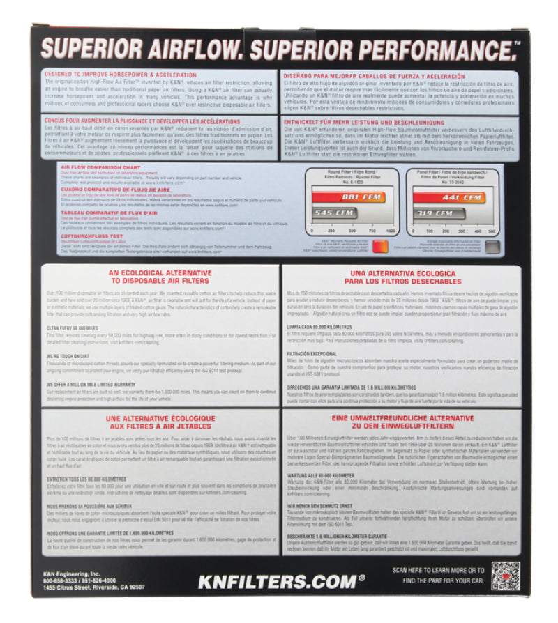 K&N 19 Porsche 911 3.0L H6 F/I Drop In Replacement Air Filter-SR1 Performance