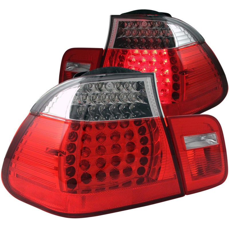 ANZO 2002-2005 BMW 3 Series E46 LED Taillights Red/Clear-SR1 Performance