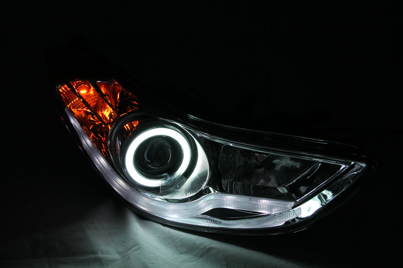 ANZO 2011-2014 Hyundai Elantra Projector Headlights w/ Halo Chrome (CCFL)-SR1 Performance
