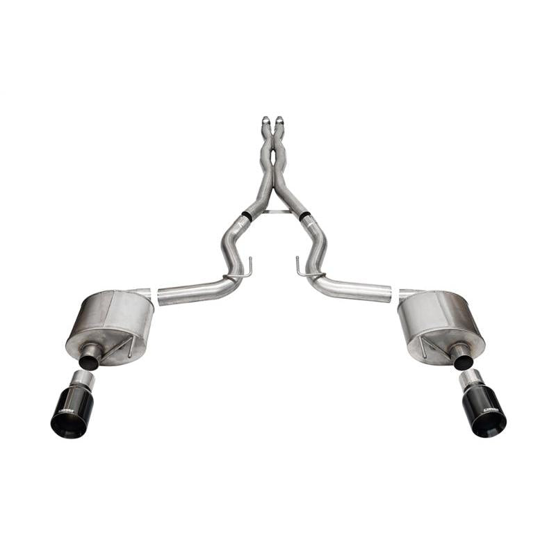Corsa 2024 rd Mustang GT- Sport Cat-Back Ex.Sys 3.0in Dual Rear Exit w/4.5in Blk PVD StraightCut Tip-SR1 Performance