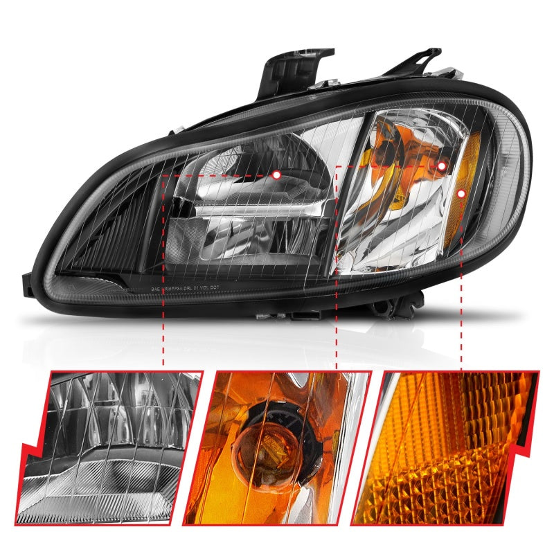 ANZO 2002-2014 Freightliner M2 LED Crystal Headlights Black Housing w/ Clear Lens (Pair)-SR1 Performance
