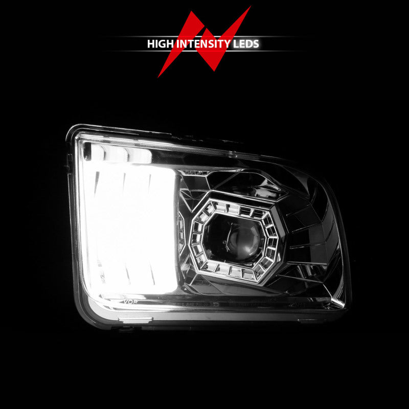 ANZO 05-09 Ford Mustang (w/Factory Halogen HL Only) Projector Headlights w/Light Bar Chrome Housing-SR1 Performance