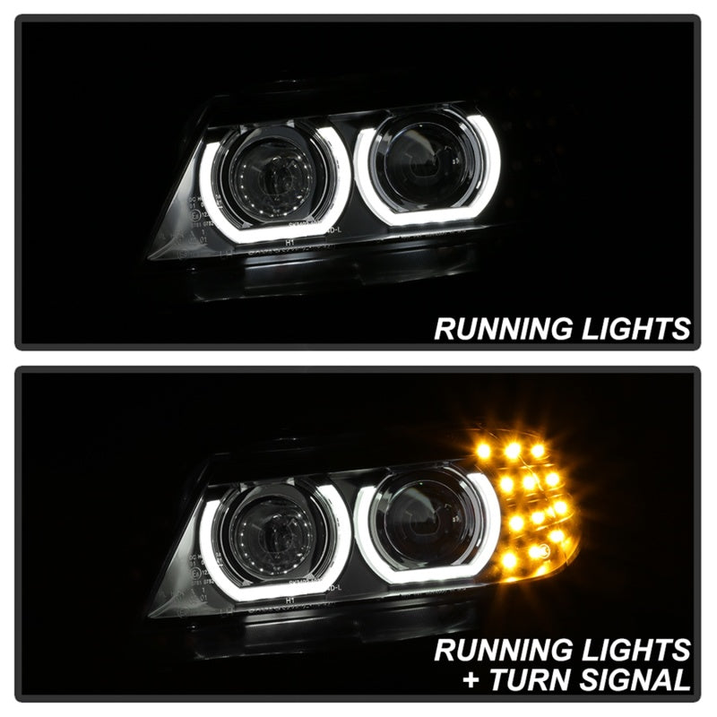 Spyder 09-12 BMW E90 3-Series 4DR Projector Headlights Halogen - LED - Black - PRO-YD-BMWE9009-BK-SR1 Performance