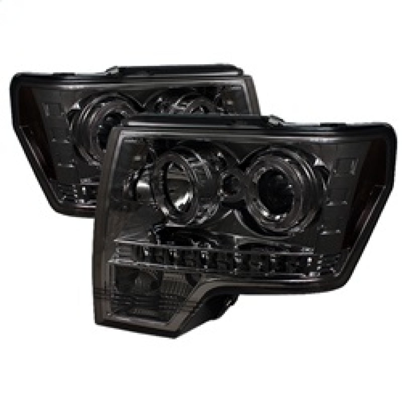 Spyder Ford F150 09-14 Projector Headlights Halogen Model- LED Halo LED Smke PRO-YD-FF15009-HL-SM-SR1 Performance