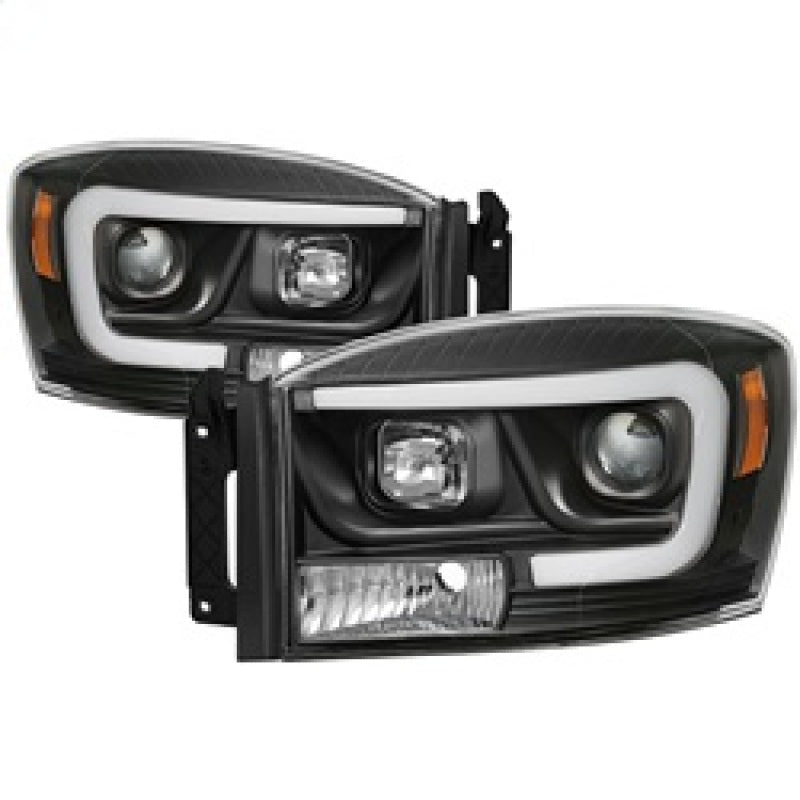 Spyder Dodge Ram 1500 06-08 V2 Projector Headlights - Light Bar DRL - Black (PRO-YD-DR06V2-LB-BK)-SR1 Performance