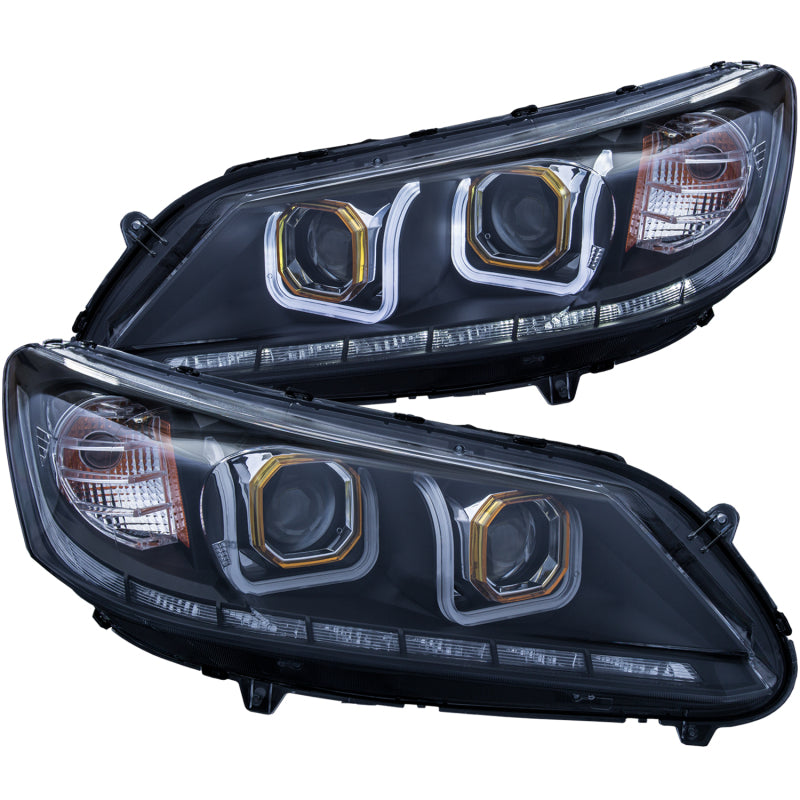 ANZO 2013-2015 Honda Accord Projector Headlights w/ U-Bar Black-SR1 Performance