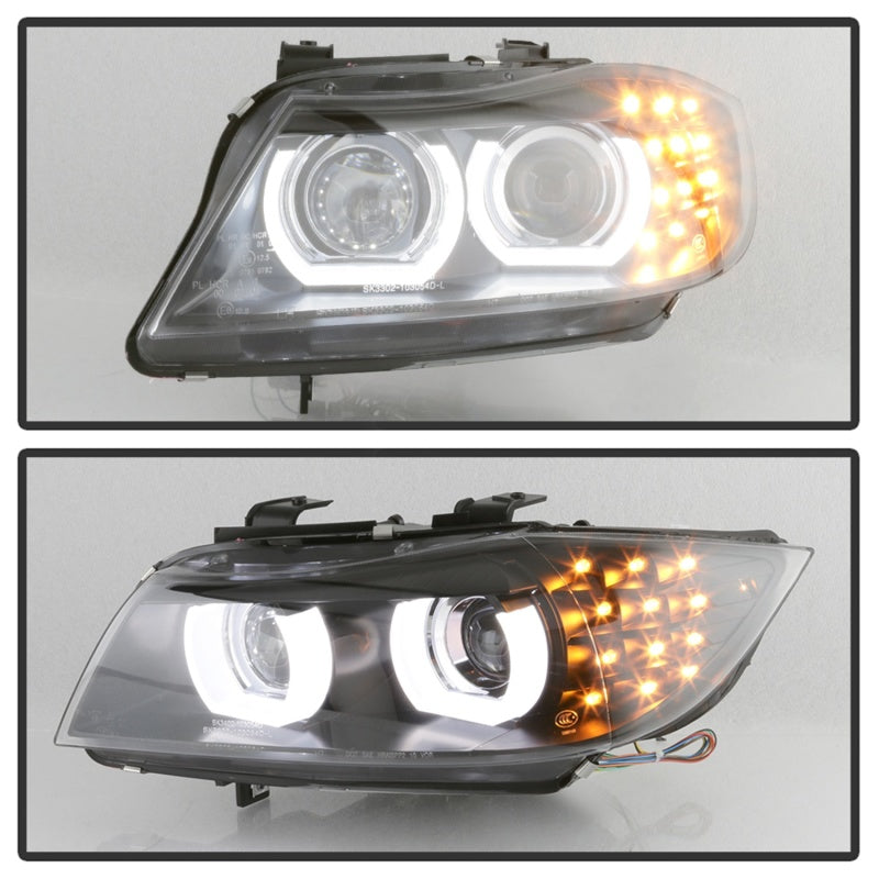 Spyder 09-12 BMW E90 3-Series 4DR Projector Headlights Halogen - LED - Black - PRO-YD-BMWE9009-BK-SR1 Performance