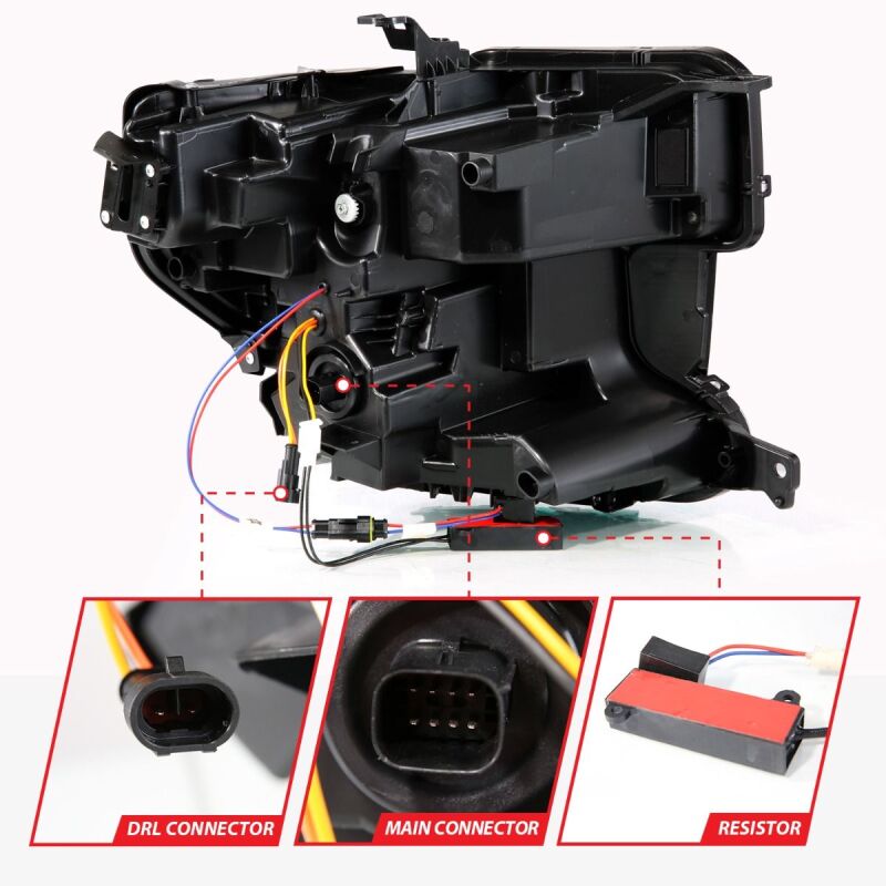 Anzo 19-21 GMC Sierra 1500 LED Projector Headlight w/Switchback+Sequential - Black-SR1 Performance
