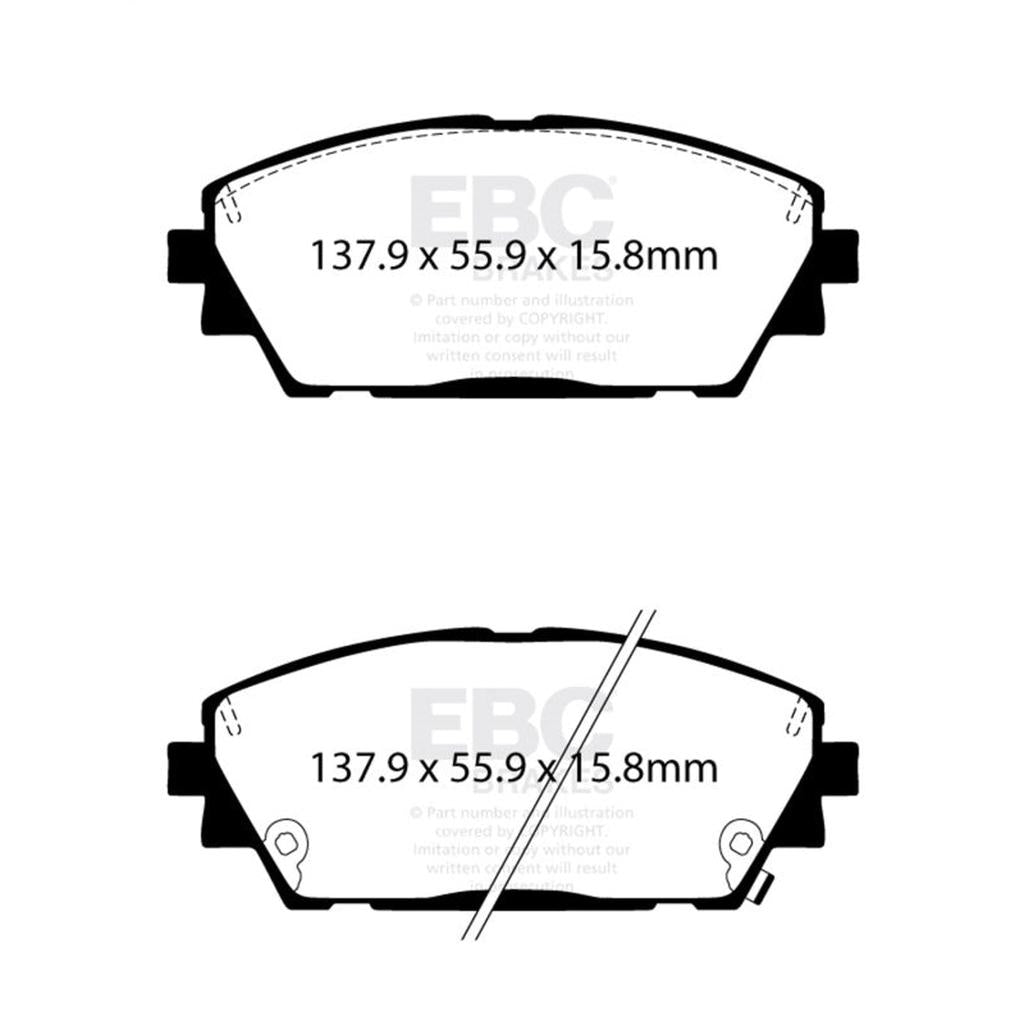 EBC Redstuff Ceramic Low Dust Front Brake Pads for 2019-2022 Mazda 3 – Part Number DP32416C