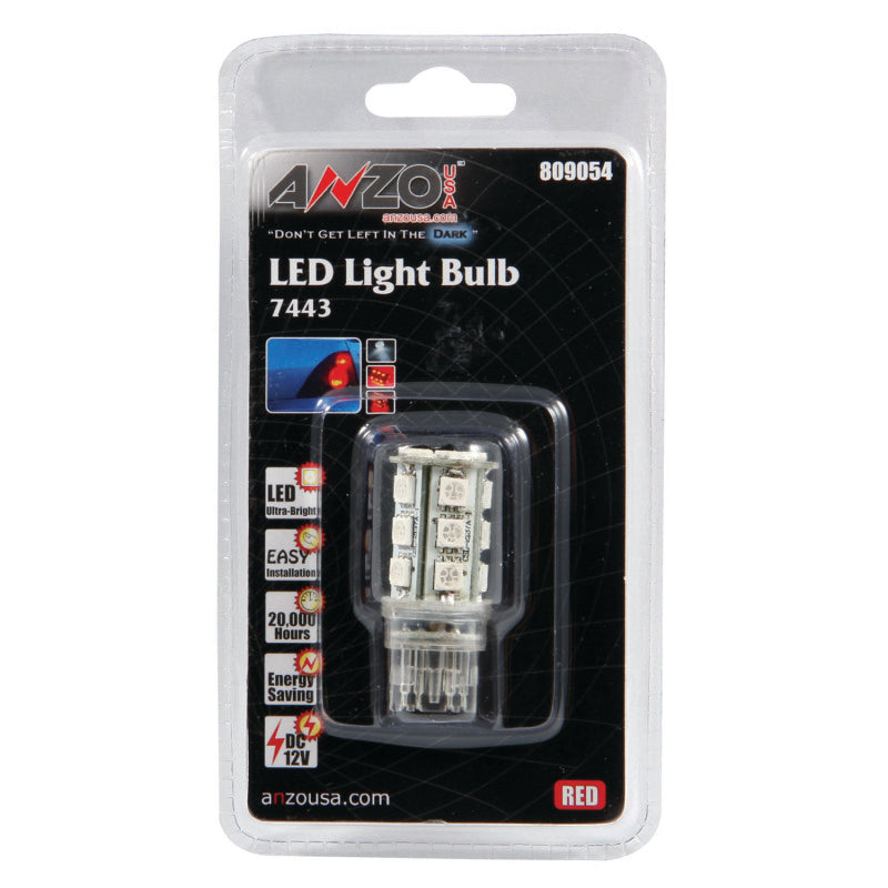 ANZO LED Bulbs Universal 7443 Red - 18 LEDs 1 3/4in Tall-SR1 Performance
