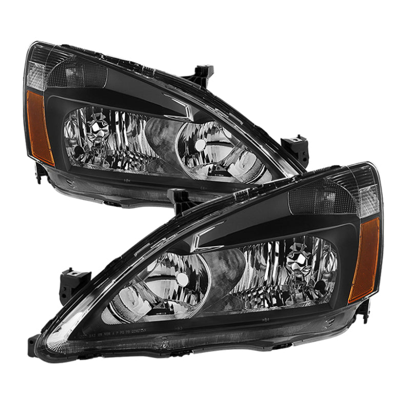 Xtune Honda Accord 03-07 Amber Crystal Headlights Black HD-JH-HA03-AM-BK-SR1 Performance