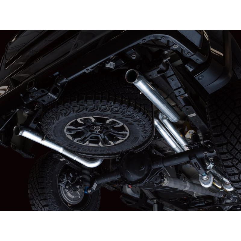 AWE Tuning 22-23 GMC Sierra 1500 AT4X 6.2L 0FG Catback Split Dual (Flat Bumper) - Bashguard(No Tips)-SR1 Performance
