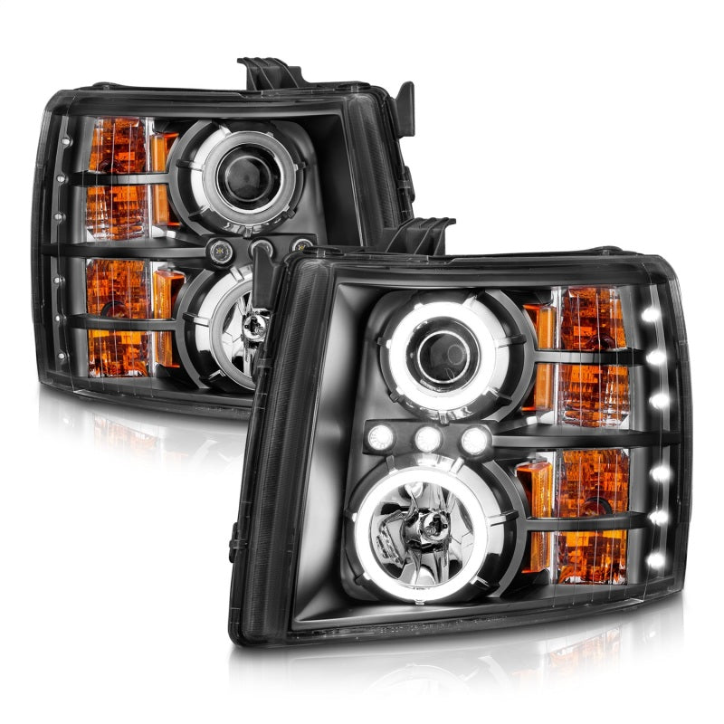 ANZO 2007-2013 Chevrolet Silverado 1500 Projector Headlights w/ Halo Black-SR1 Performance