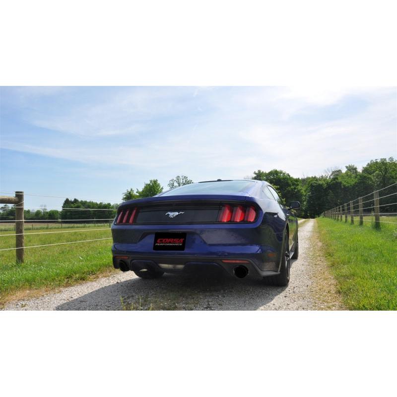 Corsa 2015-2017 Ford Mustang EcoBoost 2.3T Sport 3in Cat-Back Dual Rear Exit Black Tips-SR1 Performance