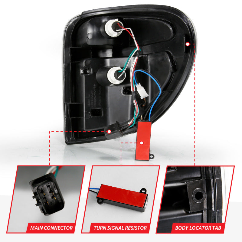 ANZO 2004-2007 Dodge Grand Caravan LED Tail Lights w/ Light Bar Black Housing Clear Lens-SR1 Performance