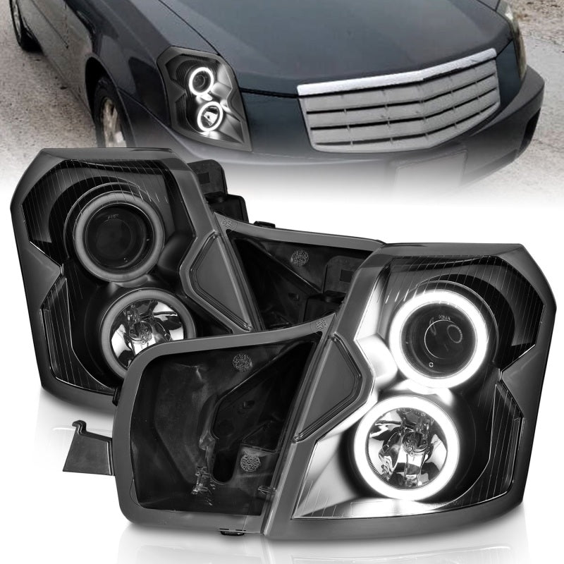 ANZO 2003-2007 Cadillac Cts Projector Headlights w/ Halo Black (CCFL)-SR1 Performance
