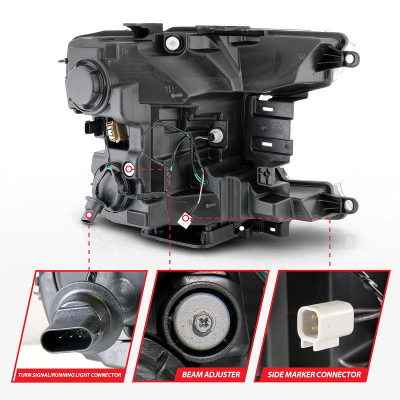 ANZO 18-20 Ford F-150 (w/o Fctry LED) Full LED Proj Headlights w/Light Bar Swtchbk Seq. Black w/Init-SR1 Performance