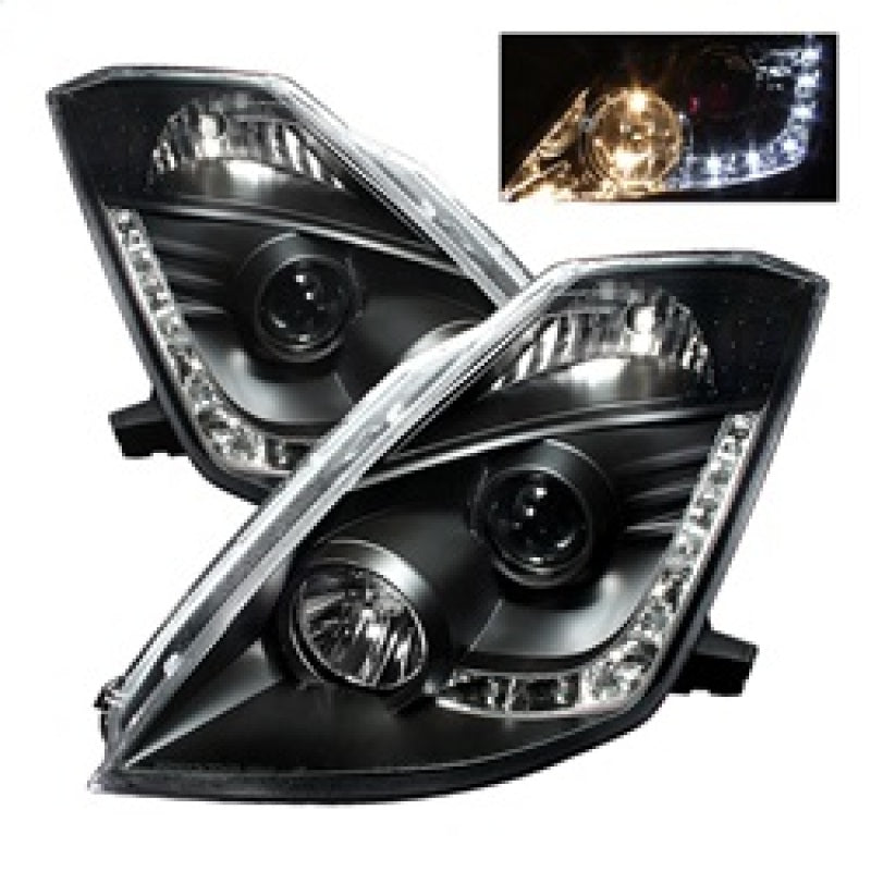 Spyder Nissan 350Z 03-05 Projector Headlights Halogen Model Only - DRL Black PRO-YD-N350Z02-DRL-BK-SR1 Performance