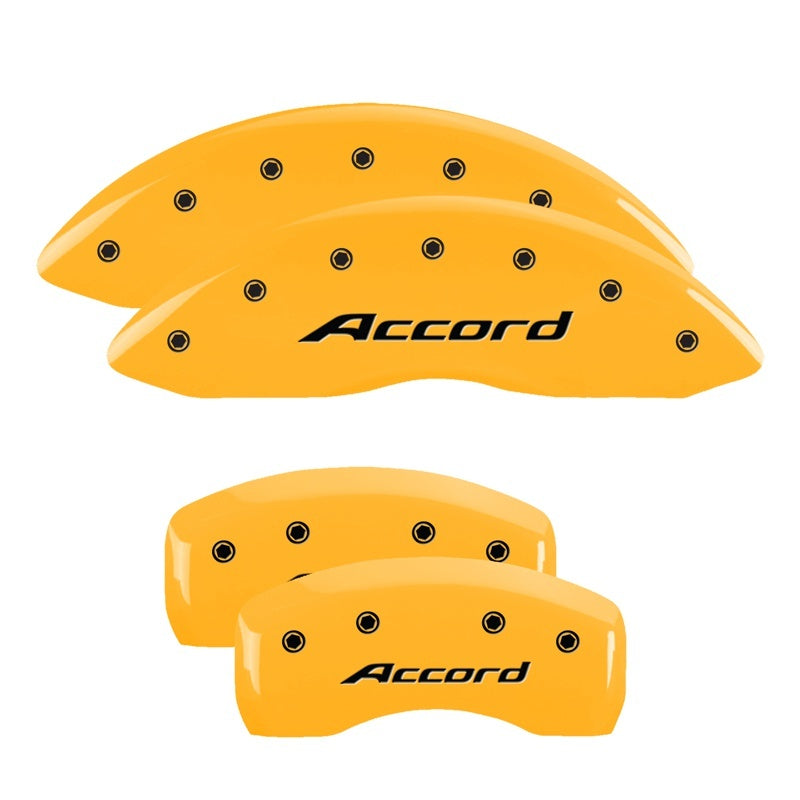 MGP 4 Caliper Covers Engraved Front Accord Engraved Rear Accord Yellow finish black-SR1 Performance