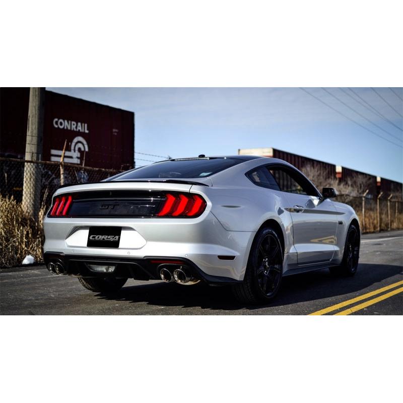 Corsa 2018-2023 Ford Mustang GT Fastback 5.0L 3in Cat-Back System Dual Rear Exit w/ 4in PolishedTips-SR1 Performance