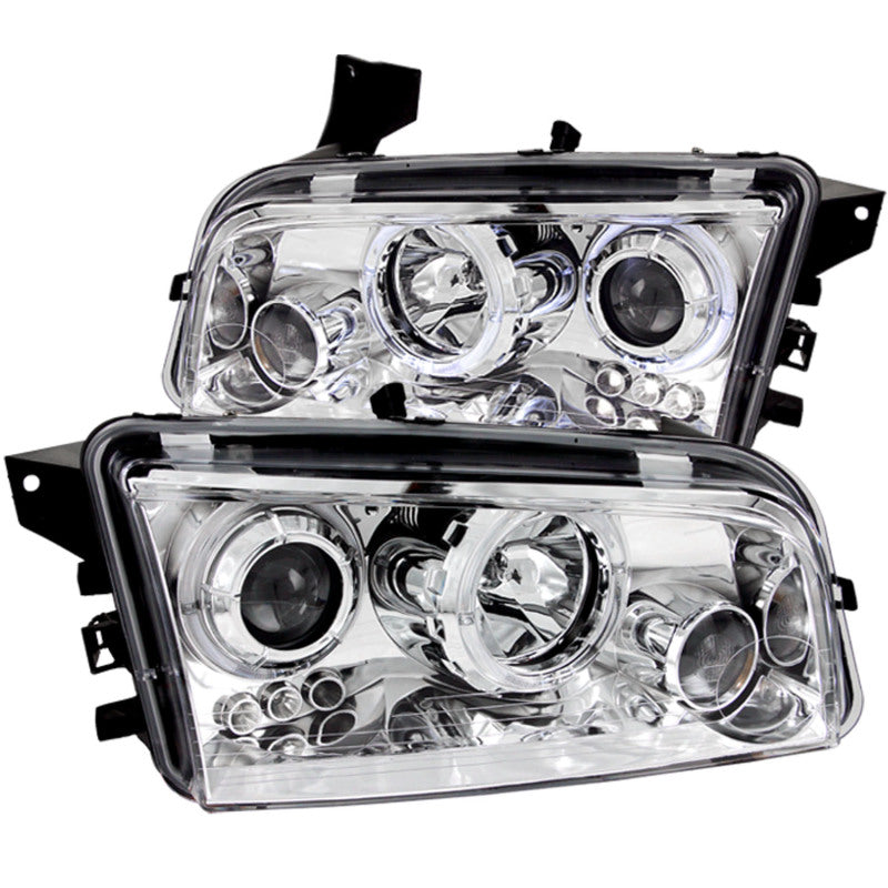 ANZO 2006-2010 Dodge Charger Projector Headlights w/ Halo Chrome-SR1 Performance