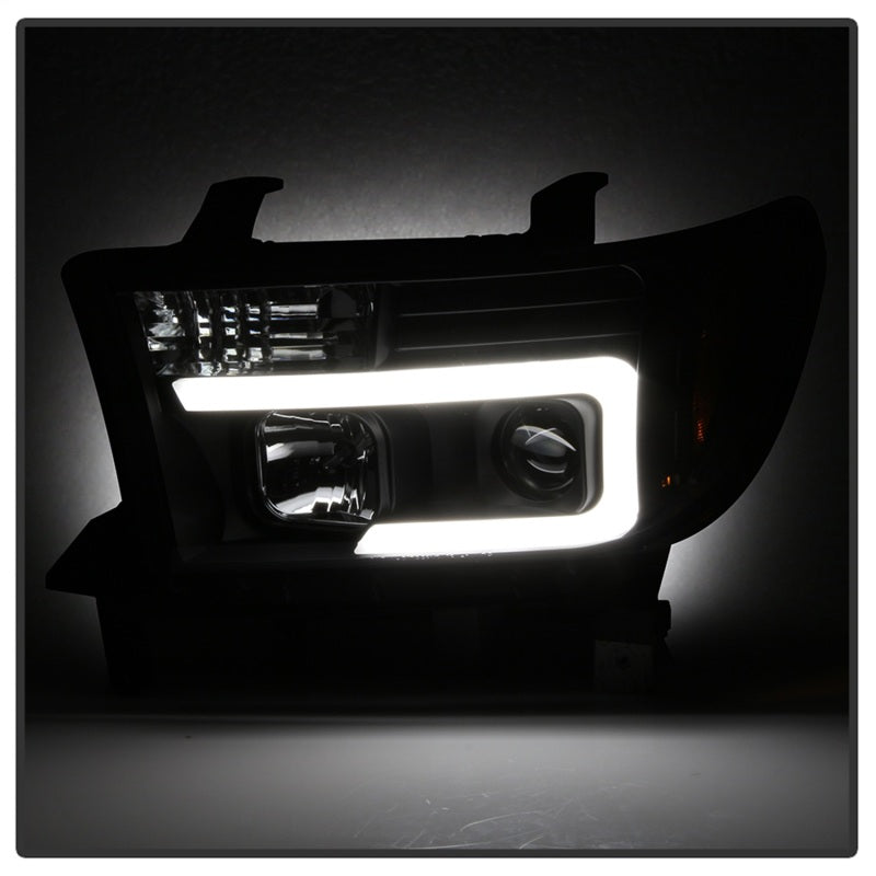 Spyder 08-13 Toyota Sequoia Projector Headlights - Light Bar DRL - Black PRO-YD-TTU07V2-LB-BK-SR1 Performance