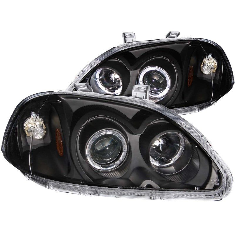 ANZO 1996-1998 Honda Civic Projector Headlights w/ Halo Black-SR1 Performance