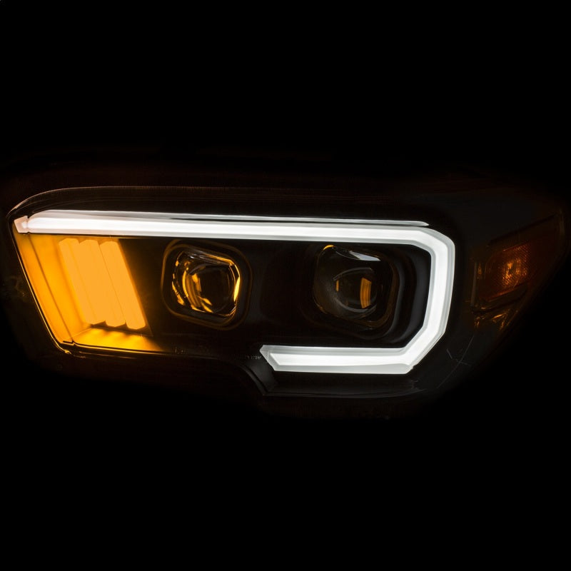 ANZO 2016-2017 Toyota Tacoma Projector Headlights w/ Plank Style Black w/ Amber-SR1 Performance