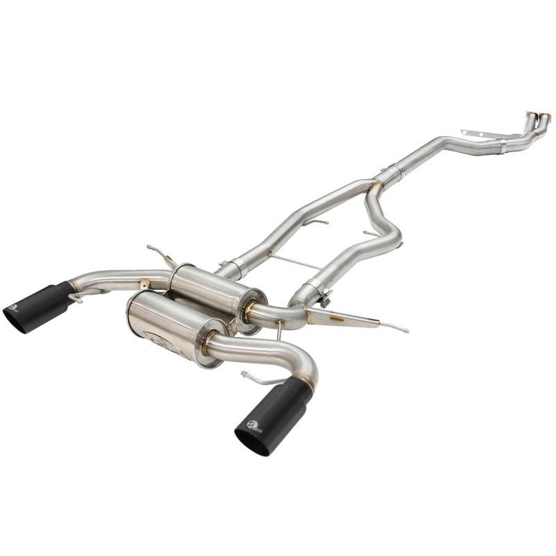 aFe MACHForce XP SS-304 Black Tip 3.0in-2.5in Dia Cat Back Exhaust 11-13 BMW 335i (E90/E92) 3.0L-SR1 Performance