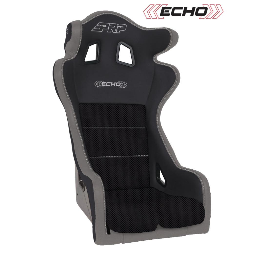PRP Echo Composite Seat- Black/Grey (PRP Silver Outline/Delta Silver- Silver Stitching)-SR1 Performance
