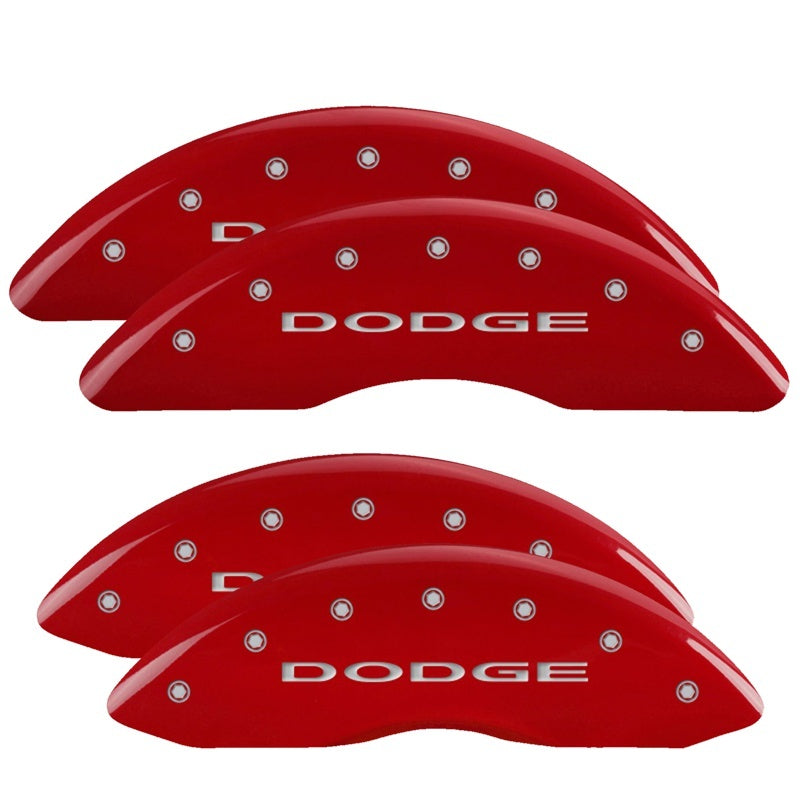 MGP 4 Caliper Covers Engraved Front & Rear With out stripes/Dodge Red finish silver-SR1 Performance