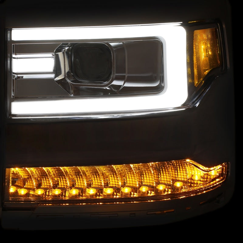 ANZO 16+ Chevy Silverado 1500 Projector Headlights Plank Style Chrome w/Amber/Sequential Turn Signal-SR1 Performance