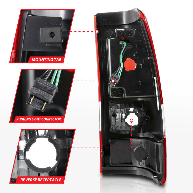 ANZO 1999-2002 Chevy Silverado 1500 LED Taillights Plank Style Black w/Clear Lens-SR1 Performance