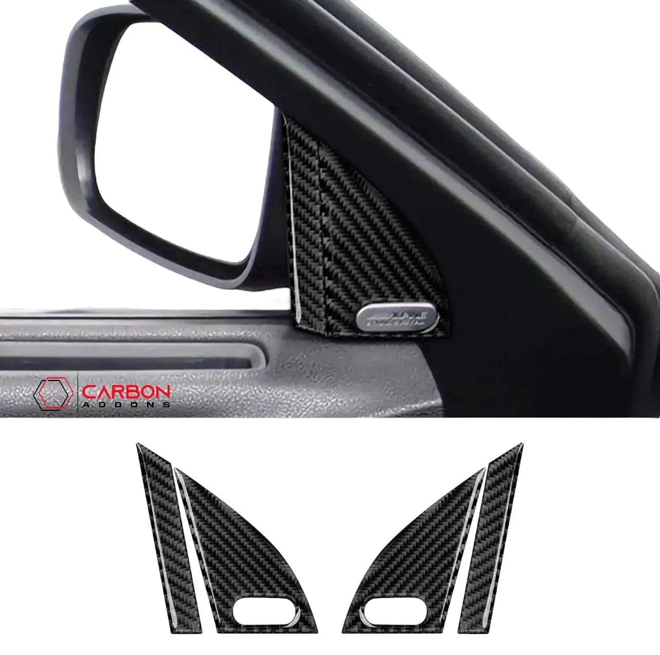 Dodge Charger 2015-2023 Carbon Fiber Door A Pillar Trim Overlay - carbonaddons Carbon Fiber Parts, Accessories, Upgrades, Mods