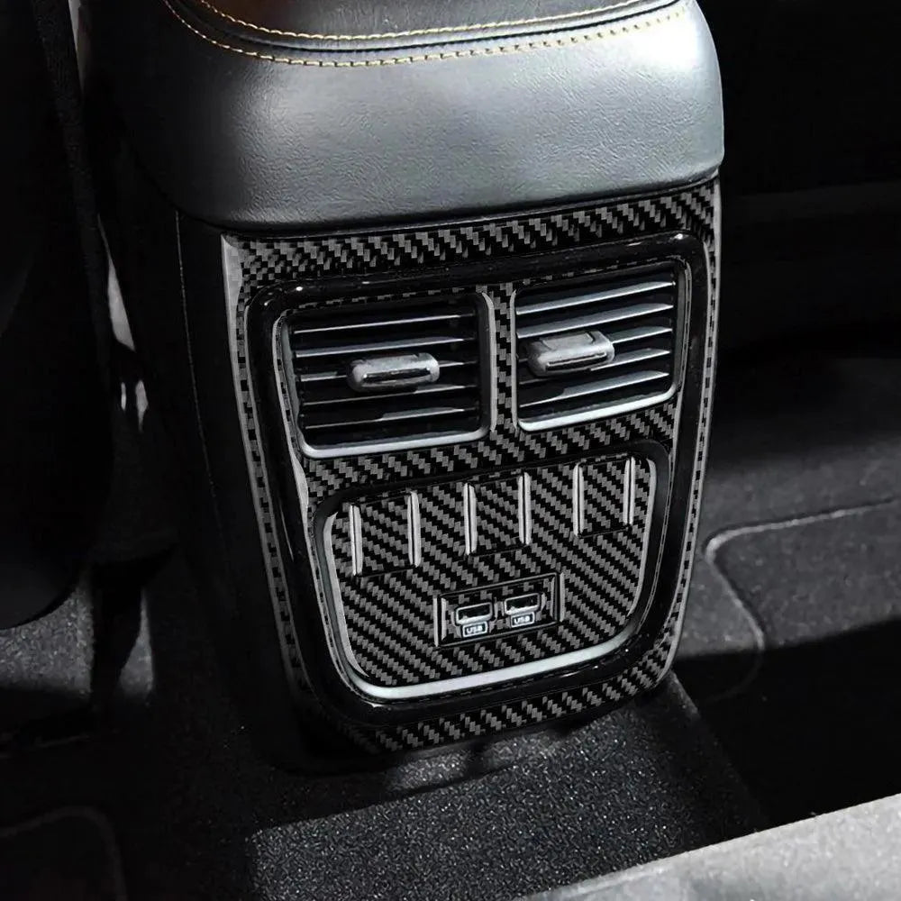 Dodge Charger 2015-2023 Carbon Fiber Rear Center Console AC Vent Trim Overlay - carbonaddons Carbon Fiber Parts, Accessories, Upgrades, Mods