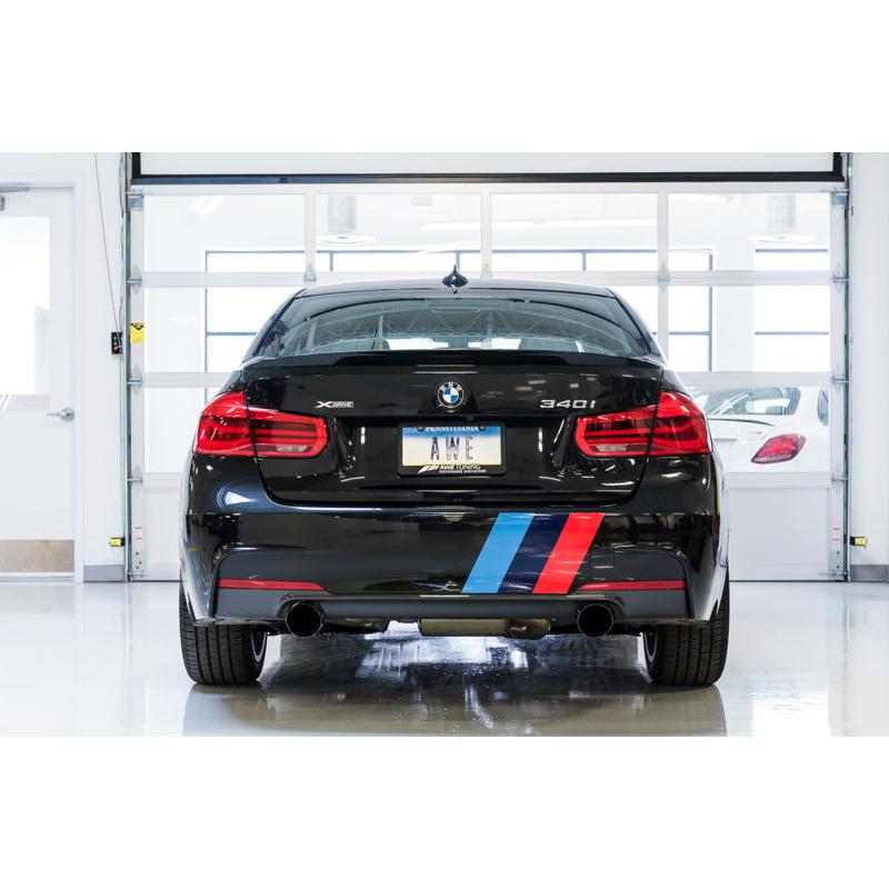 AWE Tuning BMW F3X 340i Touring Edition Axle-Back Exhaust - Diamond Black Tips (102mm)-SR1 Performance