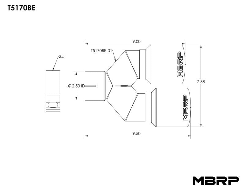MBRP Universal T304 SS Dual Burnt End Tip 3.5in OD/2.5in Inlet-SR1 Performance