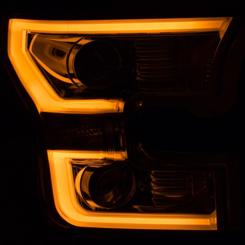 ANZO 2015-2017 Ford F-150 Projector Headlights w/ Plank Style Switchback Chrome w/ Amber-SR1 Performance